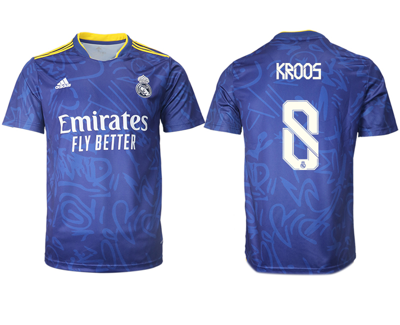 Cheap Men 2021-2022 Club Real Madrid away aaa version blue 8 Soccer Jersey